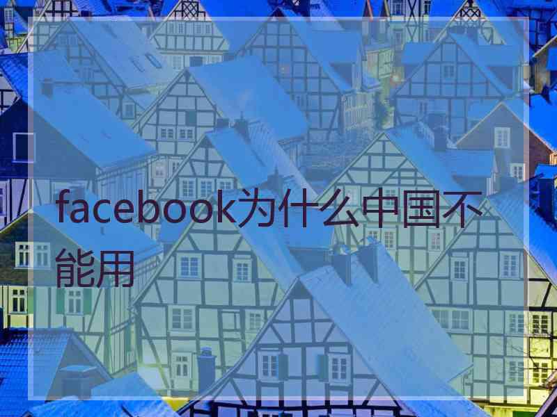 facebook为什么中国不能用