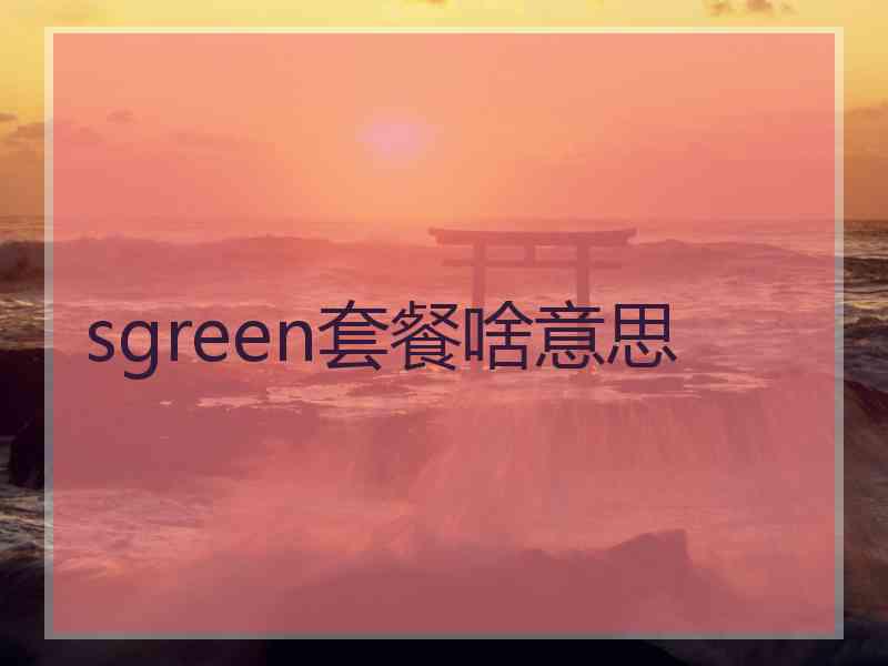 sgreen套餐啥意思