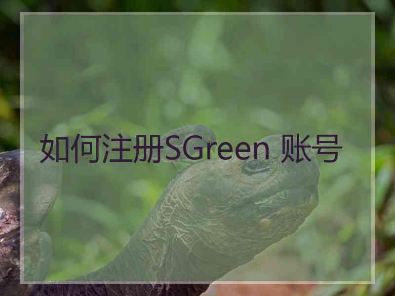 如何注册SGreen 账号